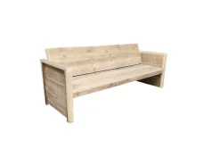 Wood4You Gartenbank Holz "Vlieland" - Wetterfest Massivholz Rustikal - Holzbank Sitzbank Balkonmöbel Terassenmöbel Ohne Kissen - DIY Baumbank Mit Lehne - Gerüstholz -Garten- & Gewächshäuser Geschäft e45e89cc7742f8df31c95e252611e8cb