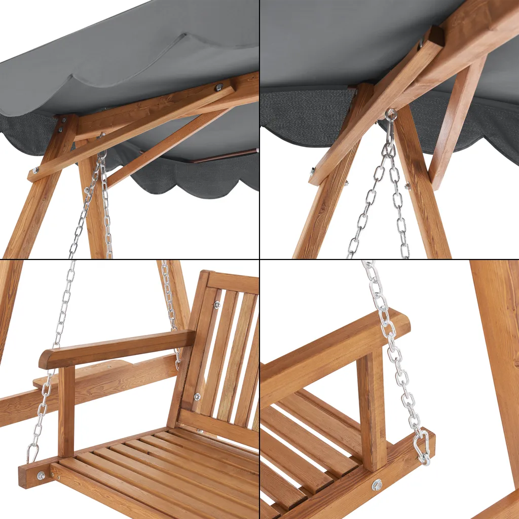 En.casa Hollywoodschaukel Afandou 200 X 130 X 185 Cm Gartenschaukel Mit Dach Max. 200 Kg Schaukelbank Für 2 Personen Gestell Aus Massivholz Dunkelgrau 7 En.casa Hollywoodschaukel Afandou 200 X 130 X 185 Cm Gartenschaukel Mit Dach Max. 200 Kg Schaukelbank Für 2 Personen Gestell Aus Massivholz Dunkelgrau – Bild 7
