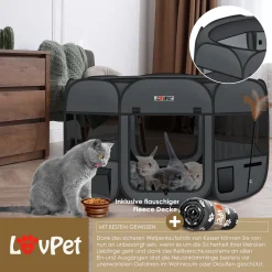 LOVPET® Welpenlaufstall Tierlaufstall Faltbar Für Kleintiere Hunde, Katzen Inkl. Hundenapf Hundelaufstall Freigehege Oxfordgewebe Pop-up System Indoor & Outdoor, Farbe:Anthrazit / Schwarz -Garten- & Gewächshäuser Geschäft e48eaf2213762bf7350c7cc20399a762