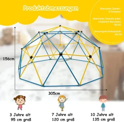 COSTWAY Ø 305cm Kletterkuppel Mit Schaukel, Klettergerüst In Kuppelform, Indoor-/Outdoor-Spielgerät, Kletterleiter Für Kinder Von 3 Bis 10 Jahren, Ideal Für Hinterhof, Garten, 363 Kg Belastbar -Garten- & Gewächshäuser Geschäft e4bde1c22f4e40780ac8cae8c056f554