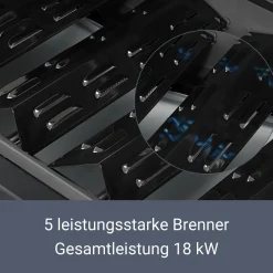 Juskys BBQ Gasgrill Dakota – Grillwagen Mit 5 Brenner 18 KW - Barbecue Grill Inkl. Deckel, Warmhalterost, Seitenablagen, Thermometer & Abdeckplane -Garten- & Gewächshäuser Geschäft e4d9763abcd77d21031591ad4f6f1347