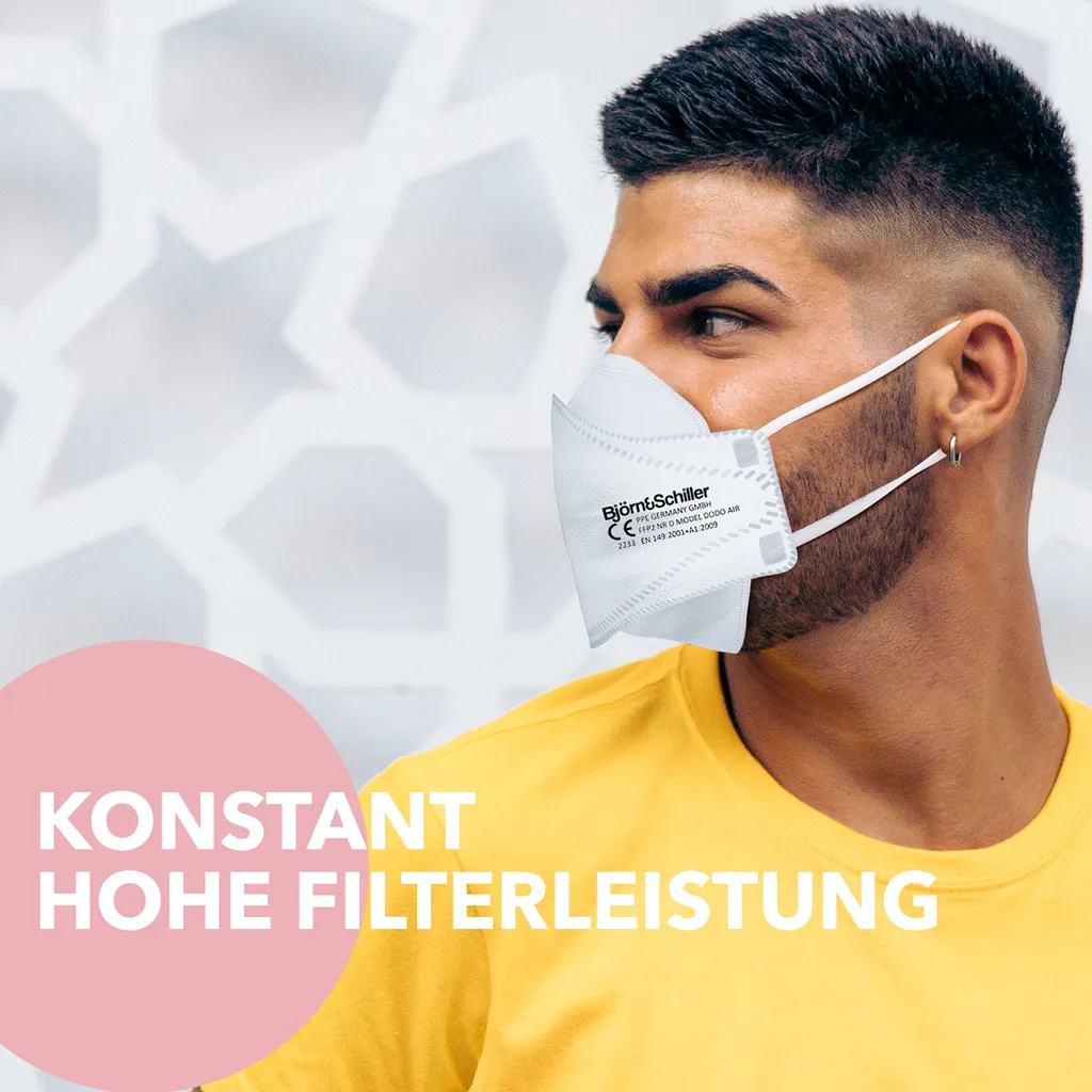 West & East GmbH Björn&Schiller FFP2 Masken Einzeln Verpackt, 20 Stück, Germany, Atemschutzmaske Weiß 3-lagig CE 2233 , Schutzmasken Medizinisch, Atmungsaktive Einwegmaske, Mundschutz & Nasenschutz 8 West & East GmbH Björn&Schiller FFP2 Masken Einzeln Verpackt, 20 Stück, Germany, Atemschutzmaske Weiß 3-lagig CE 2233 , Schutzmasken Medizinisch, Atmungsaktive Einwegmaske, Mundschutz & Nasenschutz – Bild 8