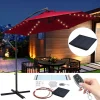 EINFEBEN 3m Sonnenschirm Gartenschirm Mit LED Solar Ampelschirm Pavillon Kurbelsonnenschirm Alu,Rot,3m