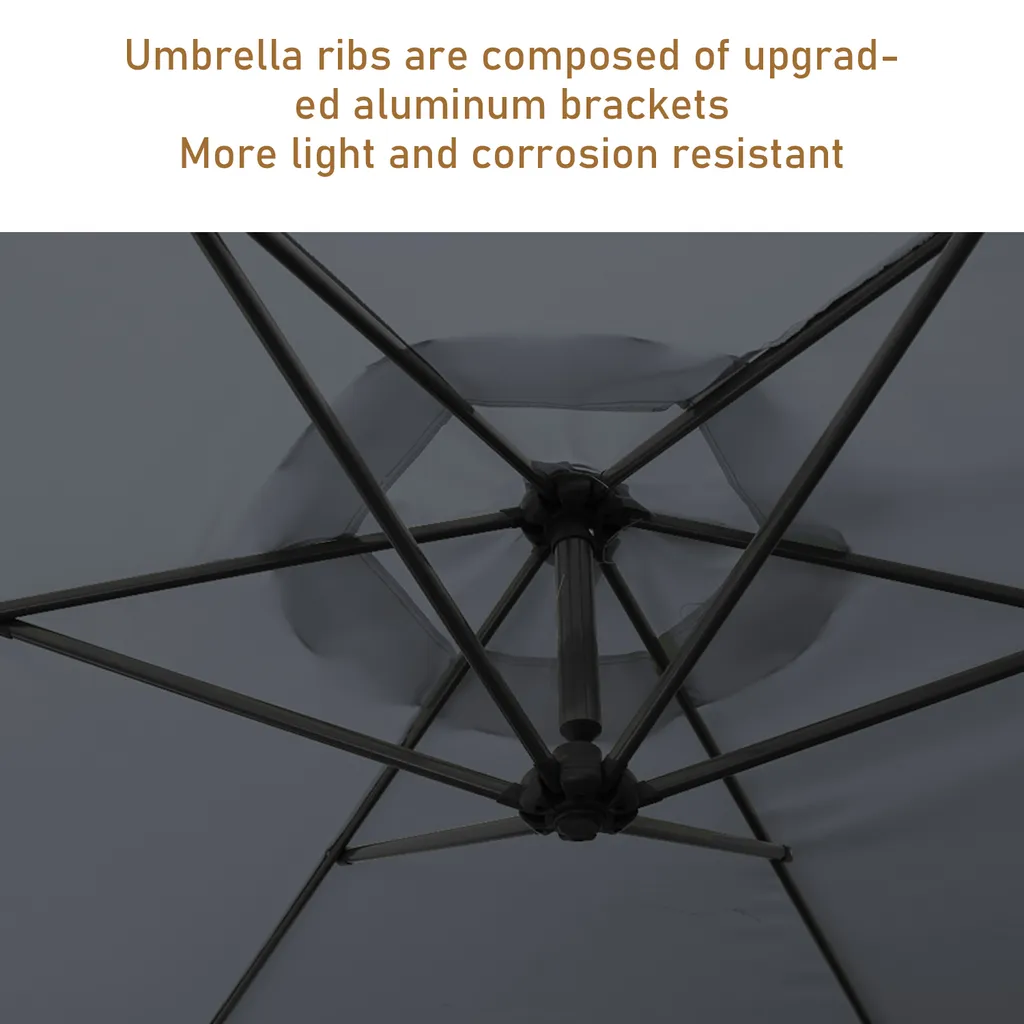 EINFEBEN Sonnenschirm Alu Ampelschirm ? 350cm Grau Gartenschirm Mit Staender, Hoehenverstellbar, Klappbar, UV-Schutz 40+ Diverse Farben Wasserabweisende Marktschirm 3 EINFEBEN Sonnenschirm Alu Ampelschirm ? 350cm Grau Gartenschirm Mit Staender, Hoehenverstellbar, Klappbar, UV-Schutz 40+ Diverse Farben Wasserabweisende Marktschirm – Bild 3