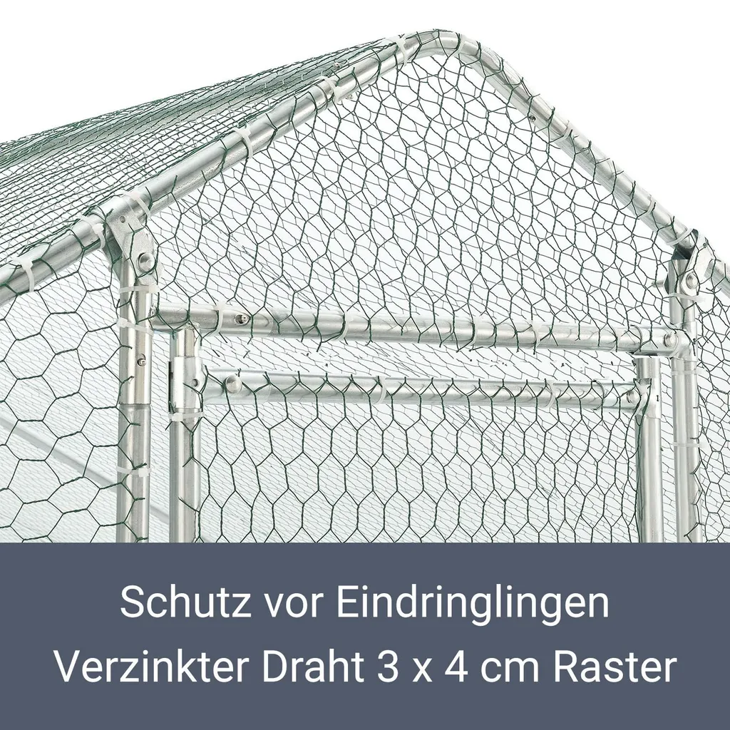 Juskys Freilaufgehege 2x2x2m – Hühnerstall Aus Metall Begehbar Mit 4 M² Lauffläche, Tür & Riegel – Freigehege Für Hühner, Kleintiere & Pflanzen 4 Juskys Freilaufgehege 2x2x2m – Hühnerstall Aus Metall Begehbar Mit 4 M² Lauffläche, Tür & Riegel – Freigehege Für Hühner, Kleintiere & Pflanzen – Bild 4