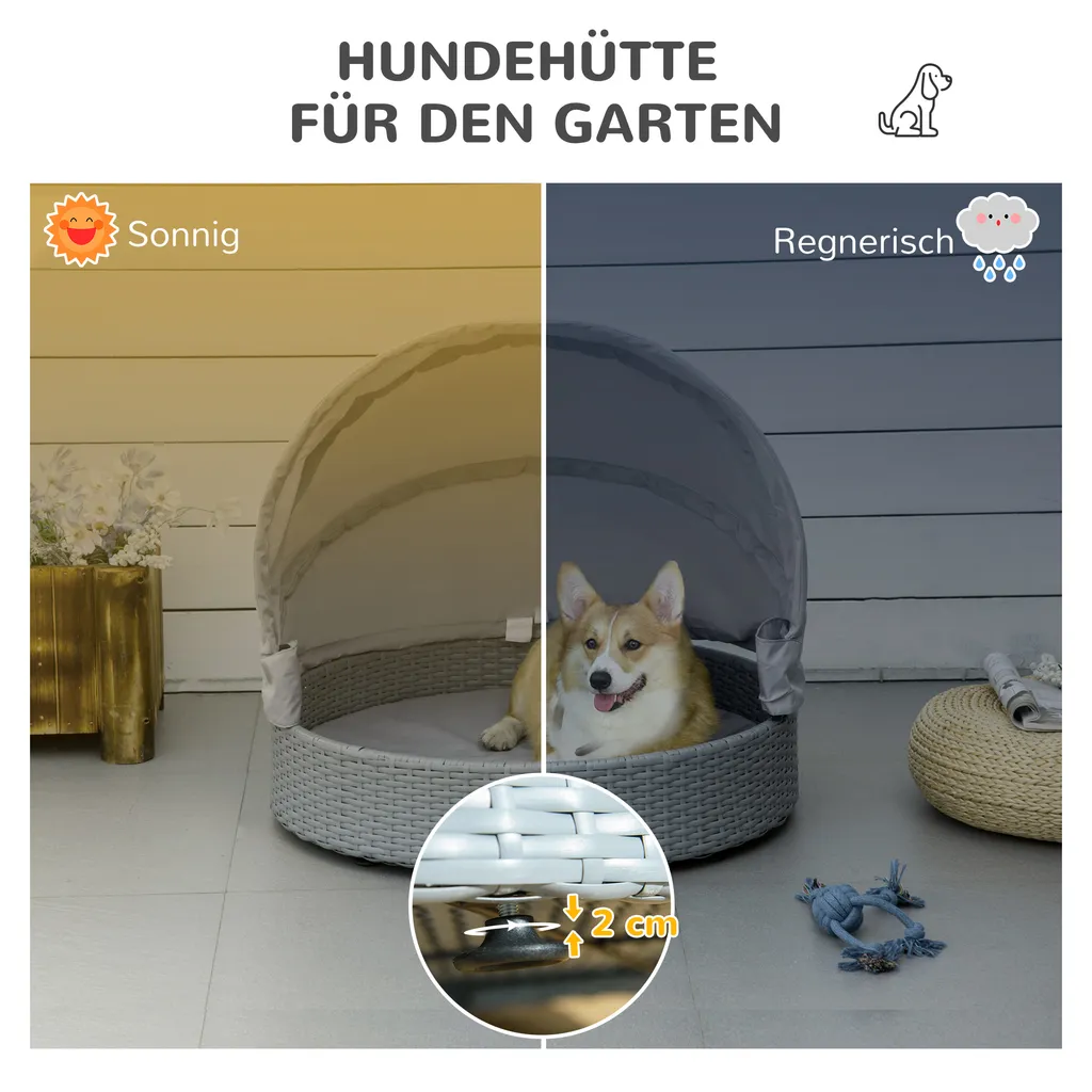 Pawhut Rattan Hundehütte Mit Kissen Hundehaus Haustierbett Hundebett Hundematratze Hundekorb Hundesofa Hunde Katzen Outdoor Grau 76 X 76 X 60 Cm 4 Pawhut Rattan Hundehütte Mit Kissen Hundehaus Haustierbett Hundebett Hundematratze Hundekorb Hundesofa Hunde Katzen Outdoor Grau 76 X 76 X 60 Cm – Bild 4