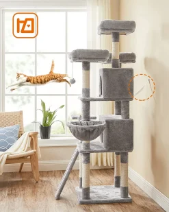 FEANDREA Kratzbaum, XXL Katzenbaum, 172 Cm, Hellgrau PCT019W01 -Garten- & Gewächshäuser Geschäft e55fd73235f60fdd10160fd6d2c94b6e