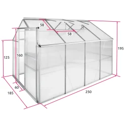 Tectake Gewächshaus Aus Aluminium Ohne Fundament - 250 X 185 X 195 Cm -Garten- & Gewächshäuser Geschäft e59ff0fd350735a128c2120a3307b004