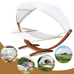 EINFEBEN Haengematte Mit Gestell Und Sonnendach, Hammock Aus Wetterfestem Laerchenholz, Bis 200kg, Stabhaengematte Fuer 2 Personen Outdoor Und Indoor -Garten- & Gewächshäuser Geschäft e5d7de512621c03fdf33eaa305105040