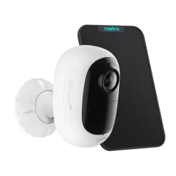 Reolink Kabellose Akku/Solar WLAN IP Überwachungskamera Aussen Mit PIR Bewegungssensor, 1080p Zeitraffer, IR-Nachtsicht, 2-Wege-Audio, MicroSD-Kartenslot(bis Zu 128GB), Argus 2E Mit Solarpanel