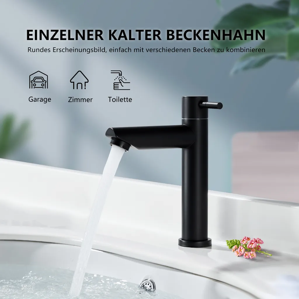 Aihom Kaltwasser Armatur Für Bad Wasserhahn Bad Kaltwasserhahn Standventil Schwarz Wasserhahn Armatur Bad Badarmaturen 2 Aihom Kaltwasser Armatur Für Bad Wasserhahn Bad Kaltwasserhahn Standventil Schwarz Wasserhahn Armatur Bad Badarmaturen – Bild 2