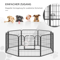 PawHut Welpenauslauf Freigehege Laufstall Für Haustier Laufgitter Laufstall Hundegehege Individuell Gestaltbare Form Mit Tür Metall 79 X 79 Cm Schwarz -Garten- & Gewächshäuser Geschäft e6474dbe69c4a283ede22d1edb978a98