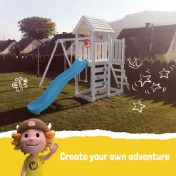 WICKEY Spielturm Klettergerüst MultiFlyer Holzdach Mit Schaukel & Rutsche, Kletterturm Mit Holzdach, Sandkasten, Leiter & Spiel-Zubehör - Apfelgrün 10 WICKEY Spielturm Klettergerüst MultiFlyer Holzdach Mit Schaukel & Rutsche, Kletterturm Mit Holzdach, Sandkasten, Leiter & Spiel-Zubehör - Apfelgrün -Garten- & Gewächshäuser Geschäft e65581a6db74fc54b99e151e5325b430 4