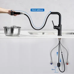 Auralum Edelstahl Küchenspüle Einbauspüle 55 × 45 CM + Hochdruck Ausziehbar Küchenarmatur, Schwarz -Garten- & Gewächshäuser Geschäft e67f84b9696907119bb4aa1155a76bfa