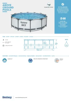 Bestway Steel Pro MAX™ Ersatzpool Ohne Zubehör Ø 366 X 100 Cm, Lichtgrau, Rund -Garten- & Gewächshäuser Geschäft e6821eae437aecbddd1347cee522272a