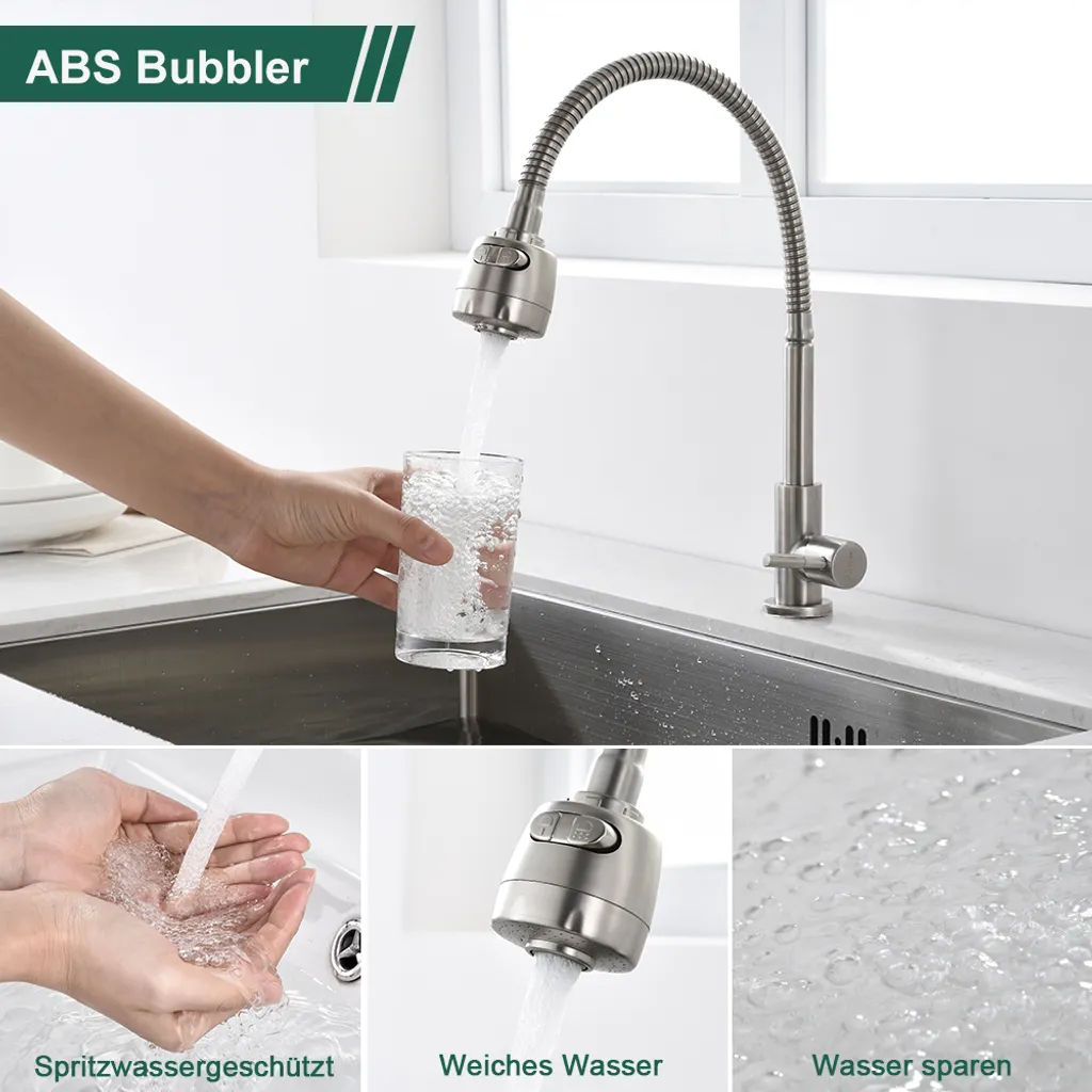 Homelody Küchenarmatur Kaltwasserhahn 304 Edelstahl Wasserhahn Küche Nur Kaltwasser 2 Strahlen Spültischarmatur Mit Flexiblem Hals Armatur Küche 5 Homelody Küchenarmatur Kaltwasserhahn 304 Edelstahl Wasserhahn Küche Nur Kaltwasser 2 Strahlen Spültischarmatur Mit Flexiblem Hals Armatur Küche – Bild 5