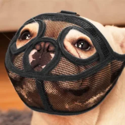 Mmgoqqt Maulkorb Für Hunde Mit Kurzer Schnauze Aus Netzgewebe, Für Bulldogge, Beißen, Bellen, Kauen, Verstellbar,Black,S