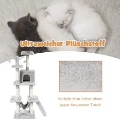 COSTWAY Mehrstöckiger Kratzbaum 167 Cm, Katzenbaum Mit Großer Höhle , Sitzstange, Hängematte Und Kratzbäumen, Katzen Kletterbaum Katzenspielplatz Für Kätzchen Zum Spielen Und Ausruhen -Garten- & Gewächshäuser Geschäft e71a7ca142e282ab900db6b0975bce42