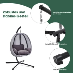 MCombo Hängesessel Hängestuhl Schaukel Korb Inkl. Gestell Hängekorb Kissen -Garten- & Gewächshäuser Geschäft e740da3bea555b938abf22fe827bf5bc