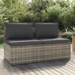 VIDAXL Gartensofa 2-Sitzer Mit Kissen Grau Poly Rattan