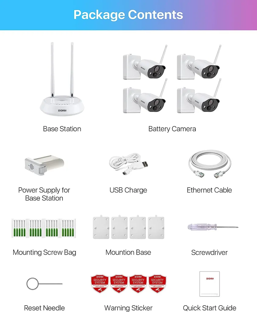 ZOSI 2K 3MP Kabellos Aussen Akku Überwachungskamera Set, 4X 3MP WLAN Kamera Batteriebetrieben Mit Basisstation 32GB Karte, 2-Wege-Audio, Personenerkennung, C309 8 ZOSI 2K 3MP Kabellos Aussen Akku Überwachungskamera Set, 4X 3MP WLAN Kamera Batteriebetrieben Mit Basisstation 32GB Karte, 2-Wege-Audio, Personenerkennung, C309 – Bild 8