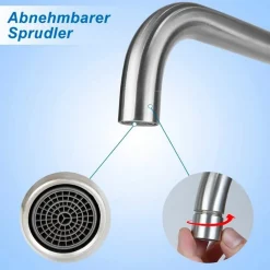 Hikeren Armatur Küche, 360° Drehbar Küchenarmatur, Mischbatterie Küche, Einhebelmischer Spültischarmatur, Kaltes Und Heißes Wasser Vorhanden, Armatur Küchenspüle Hochdruck/SUS304 -Garten- & Gewächshäuser Geschäft e78a9f676df27c52615864c30e70cf16