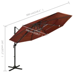 VidaXL Sonnenschirm Mit Aluminium-Mast 4-lagig Terrakottarot 3x3 M -Garten- & Gewächshäuser Geschäft e7e75200bf2e881dea1fe7214826fc44