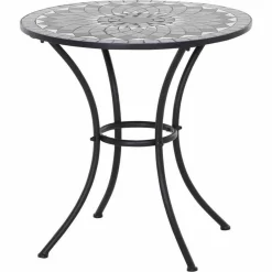 Siena Garden Como Tisch Rund Ø 70cm Schwarz Matt / Mosaikoptik