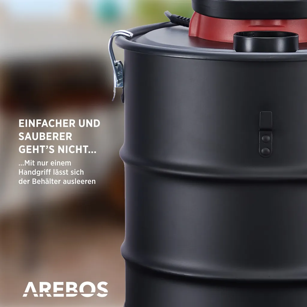 AREBOS Aschesauger, Kaminsauger 1200W, 20L, Mit 4 Rollen, Inkl. HEPA Filter, Saug- Und Blasfunktion 3 AREBOS Aschesauger, Kaminsauger 1200W, 20L, Mit 4 Rollen, Inkl. HEPA Filter, Saug- Und Blasfunktion – Bild 3