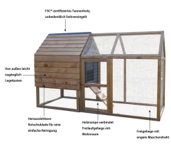 Dehner Hühnerstall Megi, Mit Freilaufgehege, Ca. 199 X 76 X 122 Cm, Tannenholz, Hellbraun -Garten- & Gewächshäuser Geschäft e86fca3662420c4e20238445d1aea6c9