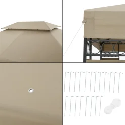 En.casa Festzelt Lanciano Pavillon Für Terrasse Oder Garten 400x300x265 Cm Anstellpavillon Gartenpavillon Sonnenschutz Mit Doppeldach Stahl Stahlgestell Beige -Garten- & Gewächshäuser Geschäft e8b243b41e614e5a9d530ac9f4a9788c