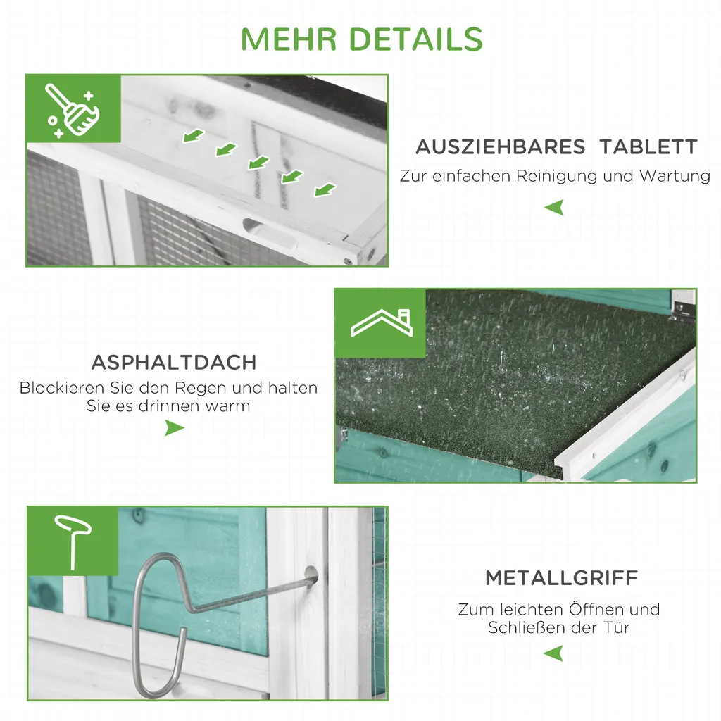 PawHut Hühnerstall Hühnerhaus Mit Nistkasten Rampe Winterfest Hühnervoliere 2 Ebenen Gehege Leicht Zu Reinigen Tannenholz Stahl Asphalt Blau 193 X 78 X 115 Cm 4 PawHut Hühnerstall Hühnerhaus Mit Nistkasten Rampe Winterfest Hühnervoliere 2 Ebenen Gehege Leicht Zu Reinigen Tannenholz Stahl Asphalt Blau 193 X 78 X 115 Cm – Bild 4