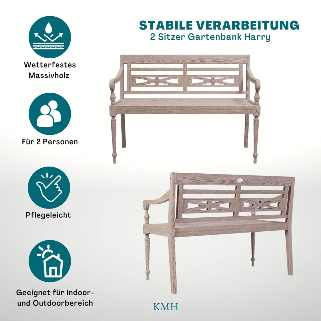 KMH® 2-sitzer Bank *Harry* White-washed (#102142) 4 KMH® 2-sitzer Bank *Harry* White-washed (#102142) – Bild 4