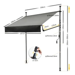 Grandekor Klemmmarkise Markise Balkon Ohne Bohren Faltbar, 200cm X (125+25cm) Anthrazit, Mit Verlängerten Seitenstangen, UV-beständig Balkonmarkise Höhenverstellbar, Wasserdicht 13 Grandekor Klemmmarkise Markise Balkon Ohne Bohren Faltbar, 200cm X (125+25cm) Anthrazit, Mit Verlängerten Seitenstangen, UV-beständig Balkonmarkise Höhenverstellbar, Wasserdicht -Garten- & Gewächshäuser Geschäft e92ee536a32cddf6666a87532d8b002c