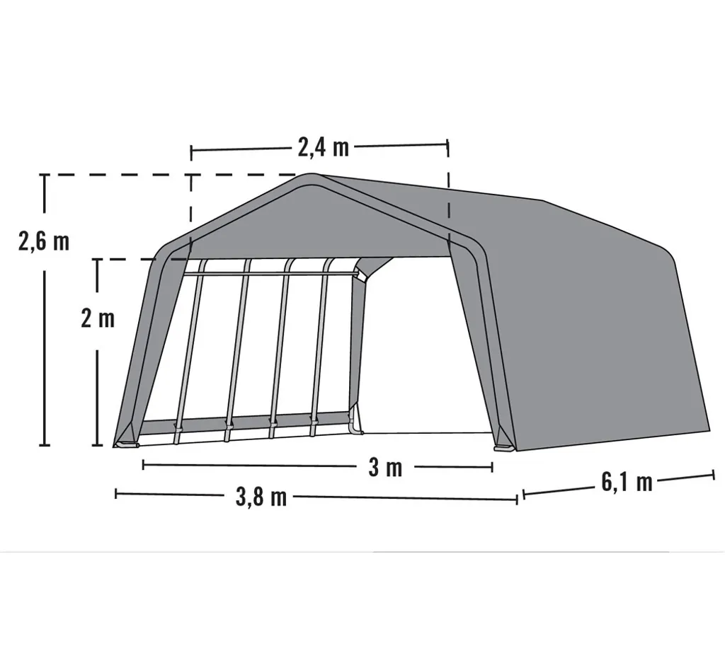 ShelterLogic Folien Weidezelt Zeltgarage Gerätehaus 23,18m² Grün 610x380x260 Cm 6 ShelterLogic Folien Weidezelt Zeltgarage Gerätehaus 23,18m² Grün 610x380x260 Cm – Bild 6