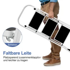 Meykoers Klapptritt Trittleiter 3 Stufen Eisen Stehleiter Mit Tragegriff, Mit Rutschfester Gummimatte Haushaltsleiter, Bis 150 Kg Belastbar -Garten- & Gewächshäuser Geschäft e938528b42fdc9c2647df792bac70277