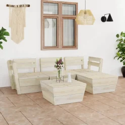 VidaXL 5-tlg. Garten-Paletten-Lounge-Set Imprägniertes Fichtenholz