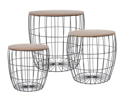 Spetebo Beistelltische Im 3er Set - Oval - Farbe: Schwarz (9200180)