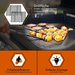 ProfiCook® Gasgrill 3 Brenner + 1 Seitenbrenner, Gas Grill Inkl. Gusseisen-Roste, Gasdruckminderer Und Schlauch, Für 5kg Gasflasche, Gasgrill Mit Kochplatte Und Temperaturanzeige , PC GG 1219 13 ProfiCook® Gasgrill 3 Brenner + 1 Seitenbrenner, Gas Grill Inkl. Gusseisen-Roste, Gasdruckminderer Und Schlauch, Für 5kg Gasflasche, Gasgrill Mit Kochplatte Und Temperaturanzeige , PC GG 1219 -Garten- & Gewächshäuser Geschäft e998e63e92a2c254fd2ef3c37dd72491