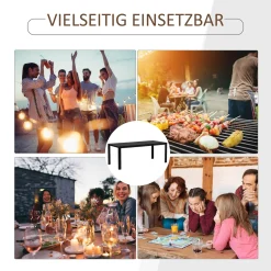 Outsunny Gartentisch Aluminium Tisch Garten Terrasse Holz-Kunststoff WPC Non-Wood Schwarz Mit Horizontale/vertikale Sitzlatten -Garten- & Gewächshäuser Geschäft e9b86cafb312dad8a40e259010062d5d