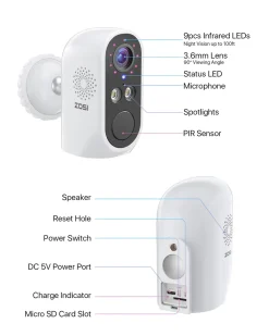 ZOSI C1 3MP Drahtlos Akku Überwachungskamera, Wiederaufladbar Außen WLAN Kamera Mit 2 Wege Audio, Menschenerkennung -Garten- & Gewächshäuser Geschäft e9b90aa643169316ded6fada7f138e13 1