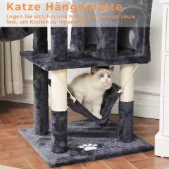 MSmask Großer Kratzbaum 171cm, Stabiler Kratzbaum Mit Sisal-Kratzleisten, Katzenbaum Mit 2 Höhlen, Einem Korb, Hängematte (Dunkelgrau) -Garten- & Gewächshäuser Geschäft e9f96acc7638740a175c86ee7a2cc763