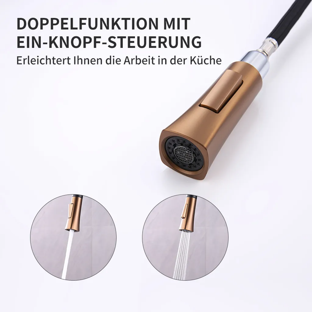 Aihom Wasserhahn Küche Schwarz Küchenarmatur Ausziehbar 360° Drehbar Wasserhahn Ausziehbar Mischbatterie Mit 2 Strahlarten Küchenarmatur Hochdruck Mit Höhe Bogenauslauf, Schwarz 2 Aihom Wasserhahn Küche Schwarz Küchenarmatur Ausziehbar 360° Drehbar Wasserhahn Ausziehbar Mischbatterie Mit 2 Strahlarten Küchenarmatur Hochdruck Mit Höhe Bogenauslauf, Schwarz – Bild 2