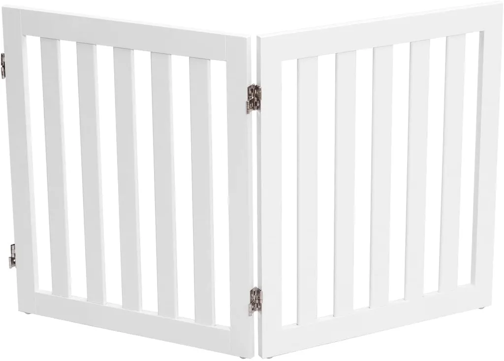 COSTWAY Absperrgitter Hunde 60cm Hoch, Schutzgitter Holz Klappbar, Treppengitter Hundeabsperrgitter Flexibel Türschutzgitter (2 Paneelen, Weiß) 4 COSTWAY Absperrgitter Hunde 60cm Hoch, Schutzgitter Holz Klappbar, Treppengitter Hundeabsperrgitter Flexibel Türschutzgitter (2 Paneelen, Weiß) – Bild 4