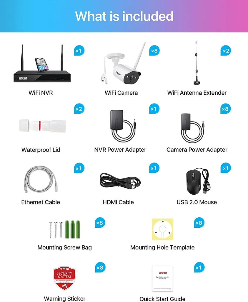 ZOSI 2K Überwachungskamera Set Aussen WLAN, 8CH 5MP NVR Mit 2TB Festplatte Und 8X 3MP IP Kamera, 100ft Nachtsicht, H.265+ Videokomprimierung, IP66 Wetterfest 8 ZOSI 2K Überwachungskamera Set Aussen WLAN, 8CH 5MP NVR Mit 2TB Festplatte Und 8X 3MP IP Kamera, 100ft Nachtsicht, H.265+ Videokomprimierung, IP66 Wetterfest – Bild 8