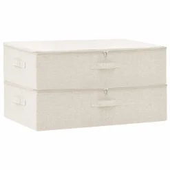 VidaXL Aufbewahrungsboxen 2 Stk. Stoff 70x40x18 Cm Creme
