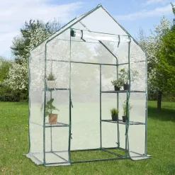 COSTWAY Gewächshaus Mit Regalen & Reißverschlüssen, Treibhaus UV-beständig Foliengewächshaus, 143x73x195cm, Transparent -Garten- & Gewächshäuser Geschäft ea880bcd060b8cb47b58c1c773e790ab
