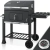 KESSER® Grill Grillwagen XXL Holzkohlegrill Mit Deckel, Rädern, Edelstahl-Griff, Grillrost Und Thermometer Holzkohle Kohlegrill Wagen Groß Kohle BBQ Barbeque Camping, Terrasse, Garten, Farbe:Grau