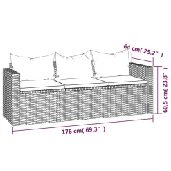 VidaXL 3-tlg. Garten-Lounge-Set Mit Kissen Grau Poly Rattan -Garten- & Gewächshäuser Geschäft eabb96cc359d322dd2ffe8e9aa6593b2