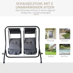 Outsunny 2 Sitzer Hollywoodschaukel Gartenschaukel Mit Sonnendach Gartenstuhl Sitz Mit Sprühbaumwolle Oxfordstoff PE-Beschichtung Stahl Polyester Grau 170 X 136 X 170 Cm(pro Sitz) 14 Outsunny 2 Sitzer Hollywoodschaukel Gartenschaukel Mit Sonnendach Gartenstuhl Sitz Mit Sprühbaumwolle Oxfordstoff PE-Beschichtung Stahl Polyester Grau 170 X 136 X 170 Cm(pro Sitz) -Garten- & Gewächshäuser Geschäft eaccad94d1c678509cfc6ef82114ae54